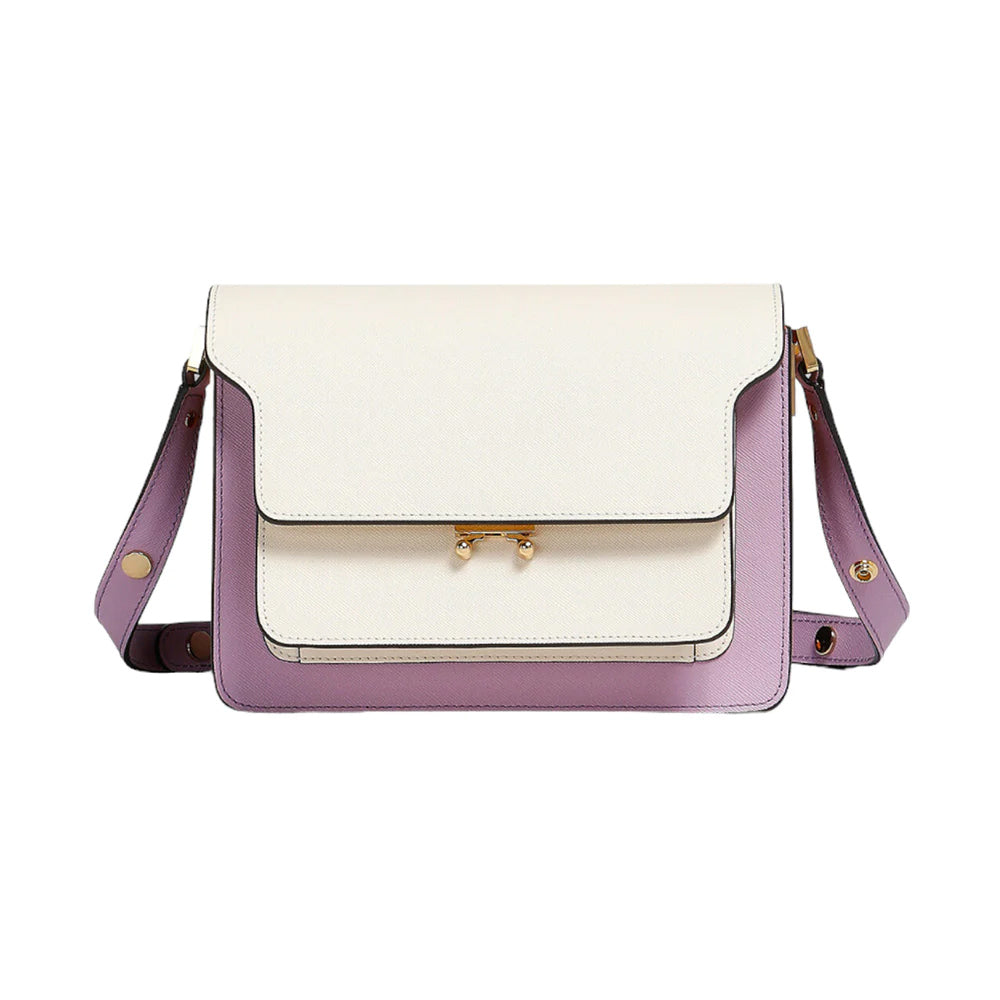 Marni Trunk Bag Saffiano Leather Lilac/Cream