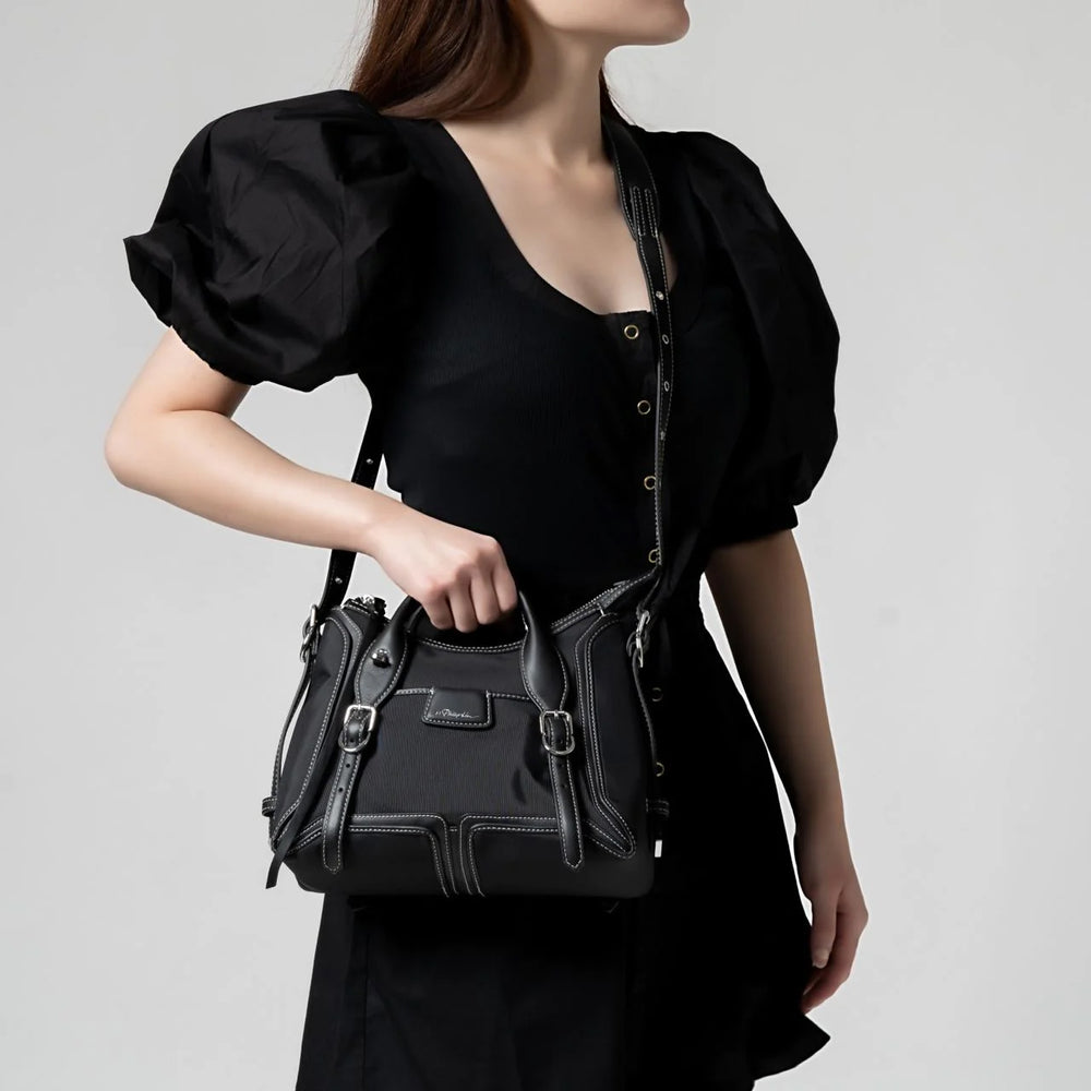 3.1 PHILLIP LIM Pashli Moto Nylon Satchel Bag Black