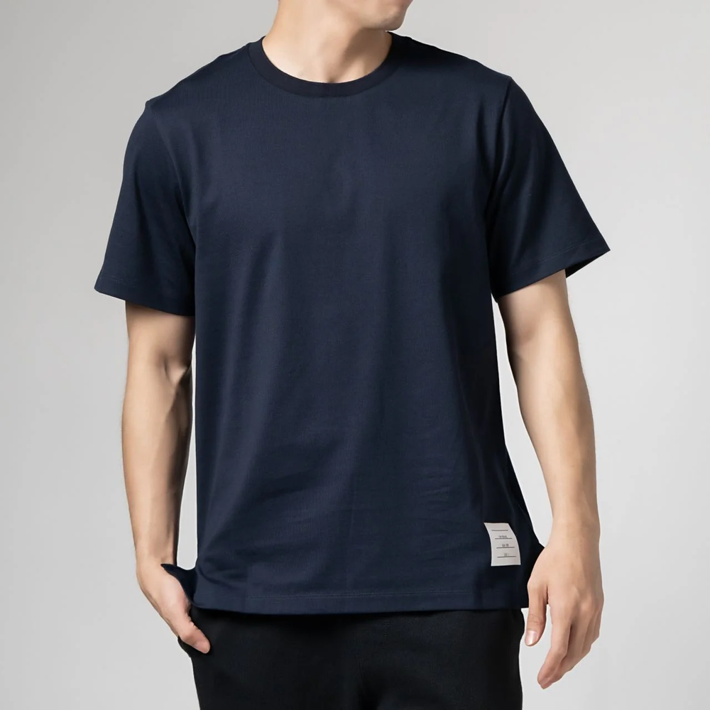 Thom Browne Jersey Side Slit Relaxed Fit T-Shirt Navy Medium