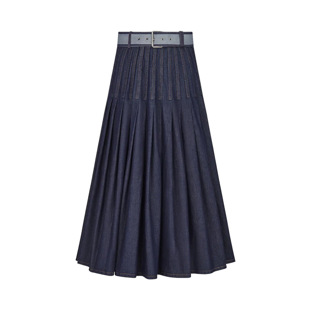 Denim Couture Mid-Length Skirt Blue