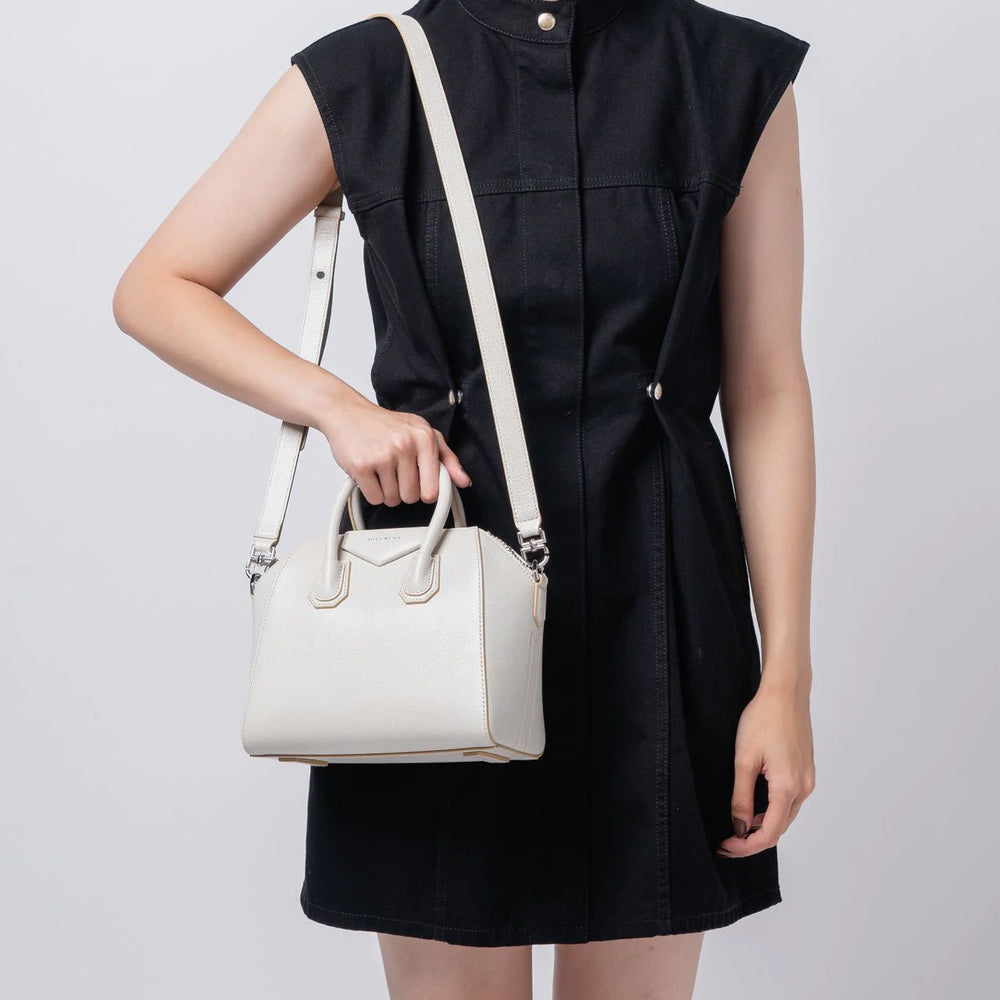 Givenchy Mini Antigona Aged Leather Handbag Ivory