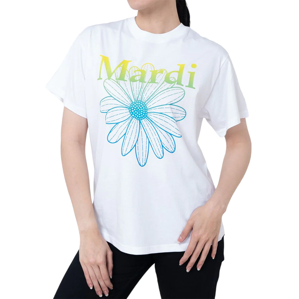 Mardi Mercredi Gradation Flower T-Shirt White/Lime