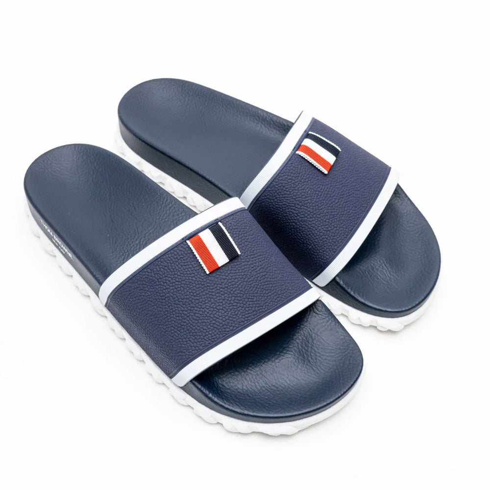 Thom Browne France Logo Pool Slides Navy