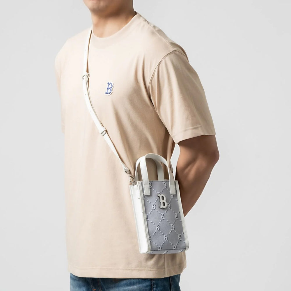 MLB Boston Redsox Monogram Jacquard Mini Crossbody Grey/White