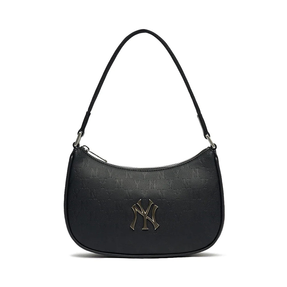 MLB NY Yankees Monogram Embos Hobo Bag Black