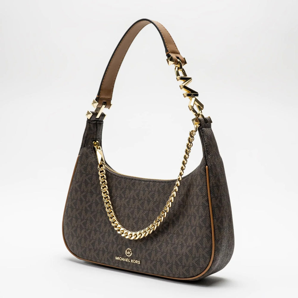Michael Kors Monogram Logo Hobo Bag with Chain Brown Acorn