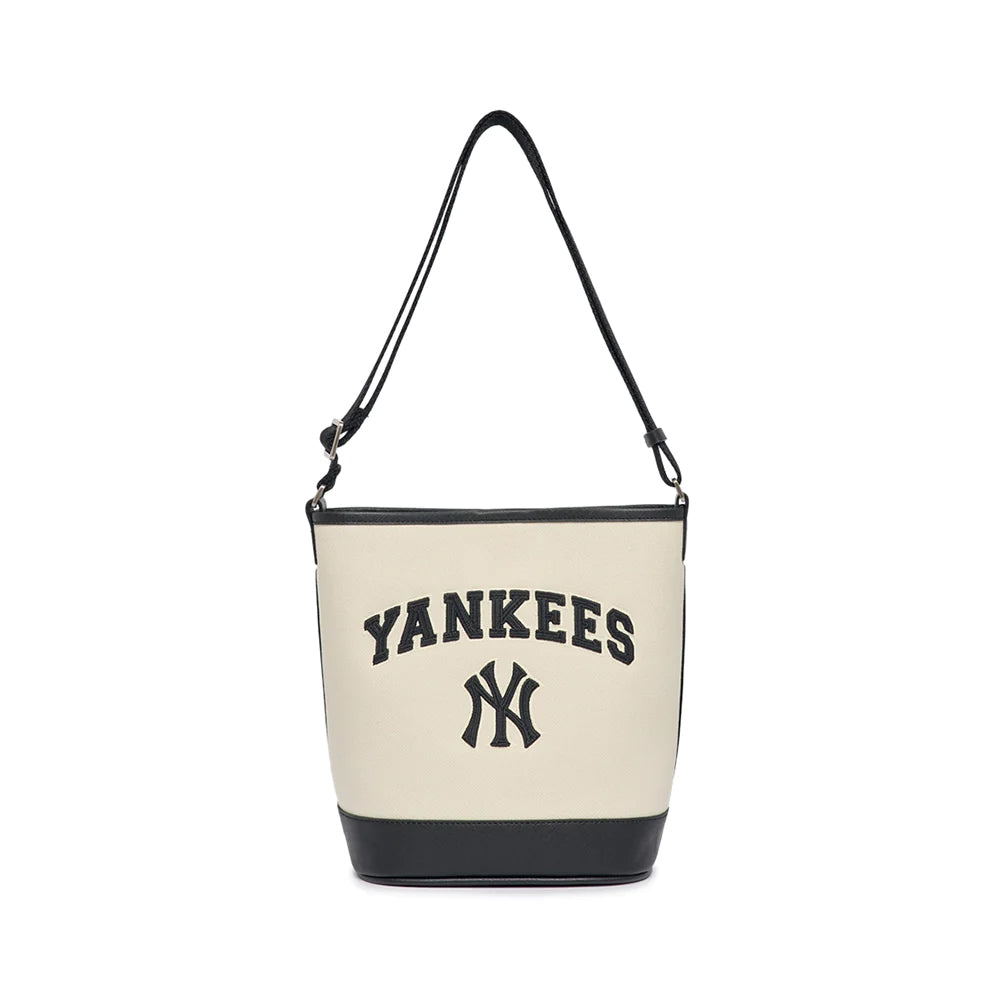 MLB NY Yankees Varsity Bucket Bag Beige/Black