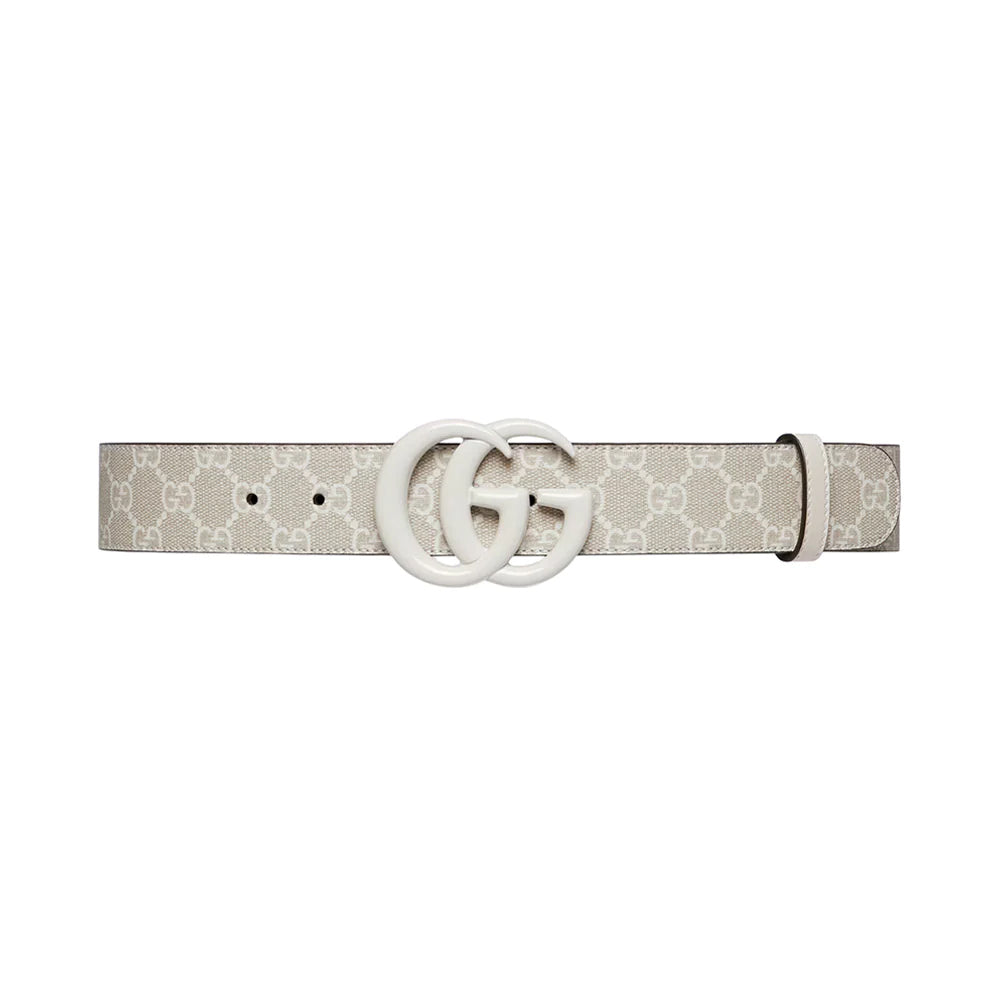 Gucci GG Marmont Wide Belt White Beige