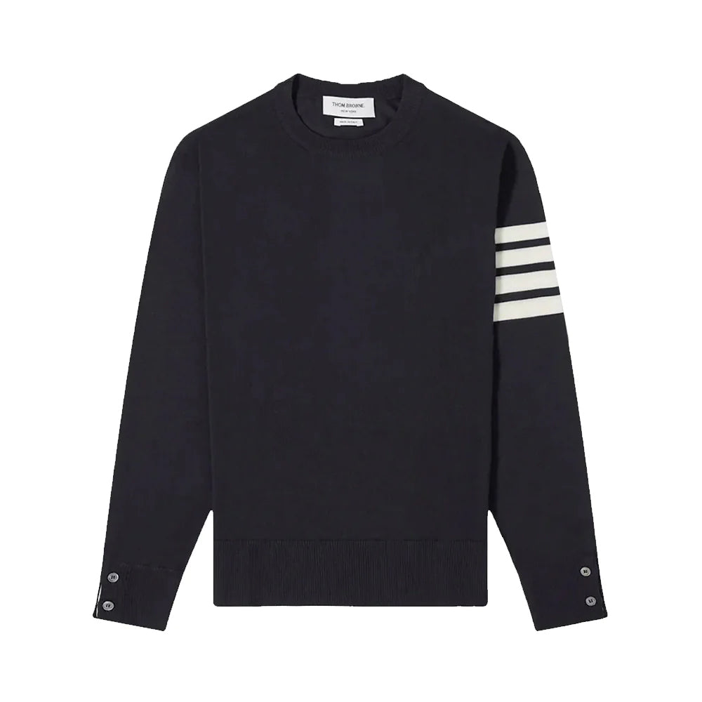 Thom Browne 4-Bar Merino Classic Crew Knit Sweater Navy