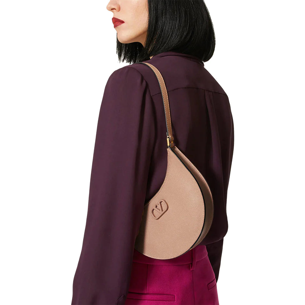 Valentino Garavani VLogo Signature Mini Hobo Bag Nude