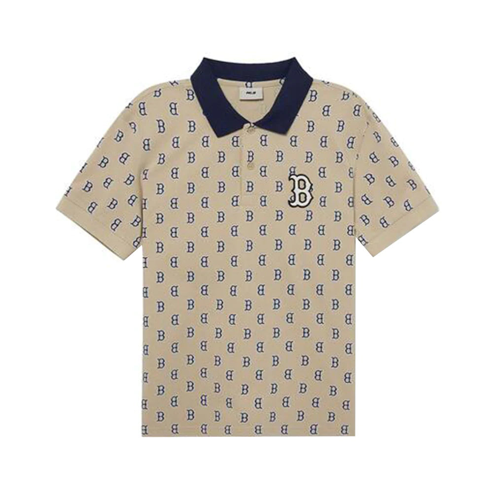 MLB Boston Redsox Monogram All Over Polo Shirt Beige