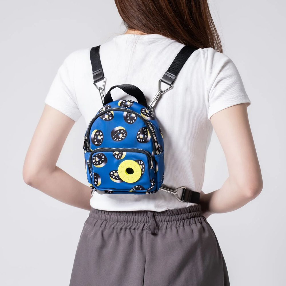 Bimba Y Lola Chimo All-Over Logo Small Nylon Backpack Blue