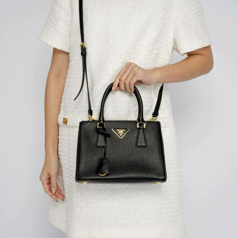 Prada Galleria Saffiano Leather Small Bag Black Ghw