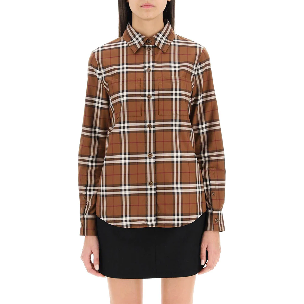  Vintage Check Cotton Shirt Dark Birch Brown
