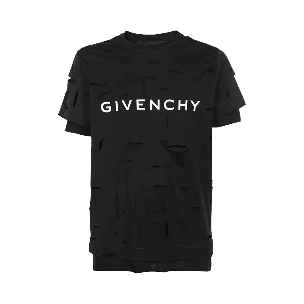 Givenchy 2 Layers Classic Fit Hole T-Shirt Faded Black