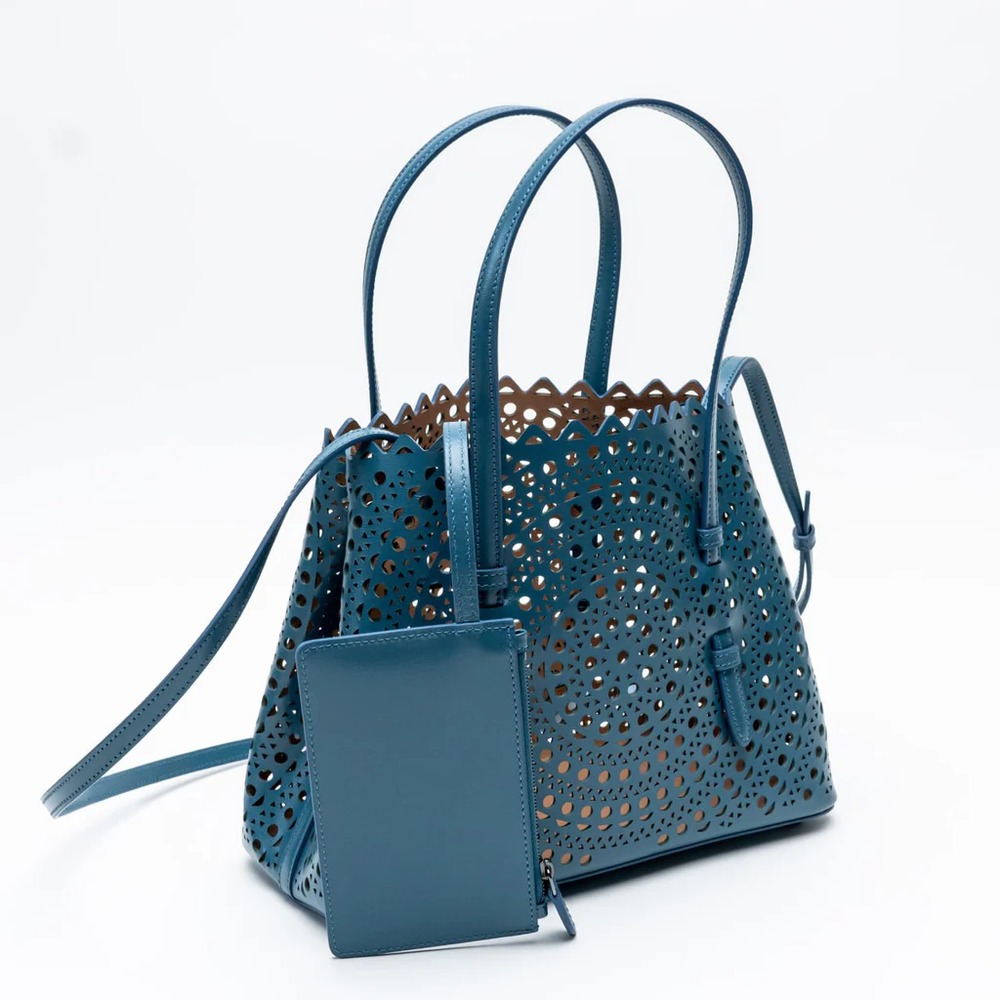 Alaia Mina 25 Nouvelle Vienna Tote Bag Blue 