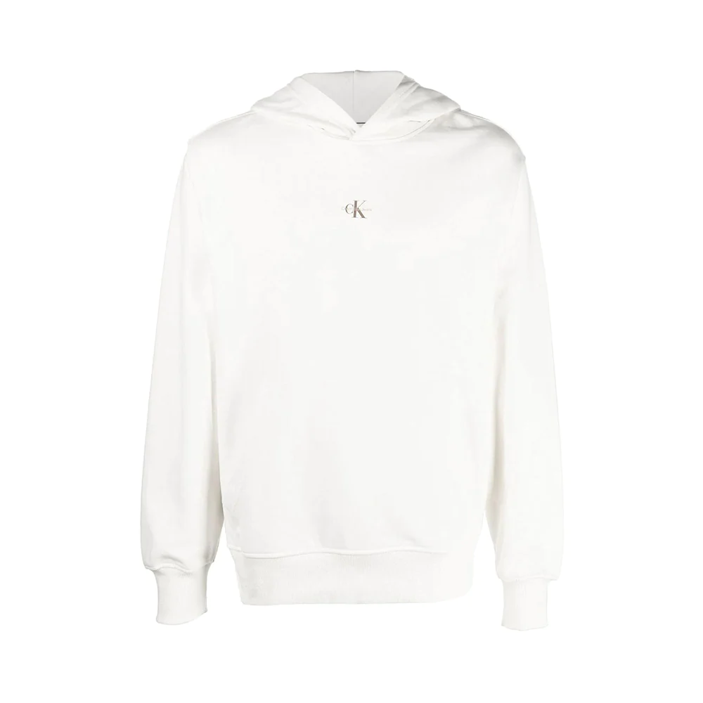 Calvin Klein Monogram Logo Print Hoodie Ivory
