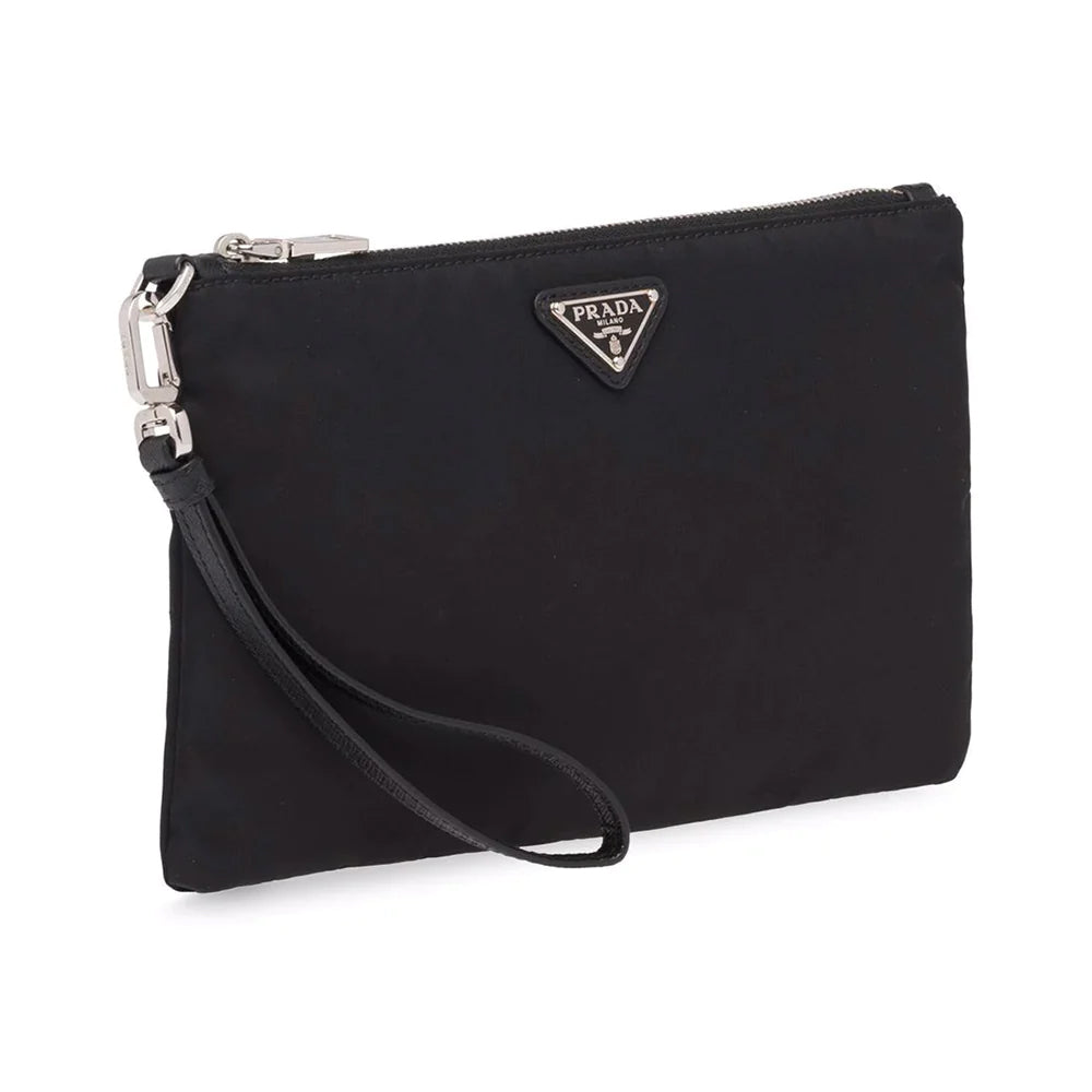 Prada Re-Nylon and Saffiano Leather Pouch Black