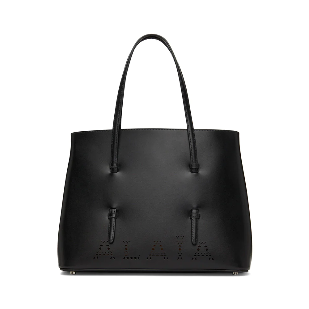 Alaia Mina 32 Perforated Logo Tote Bag Black