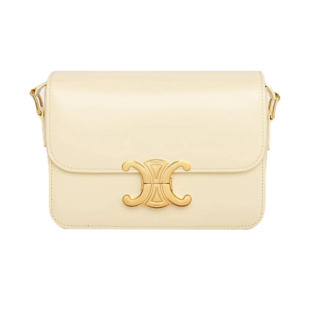Celine Teen Triomphe Bag in Shiny Calfskin Soft Yellow