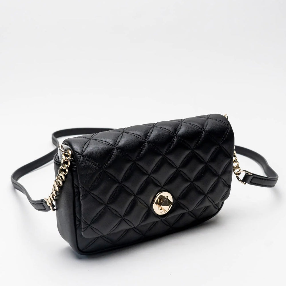 Natalia Flap Turnlock Crossbody Smooth Quilted Black