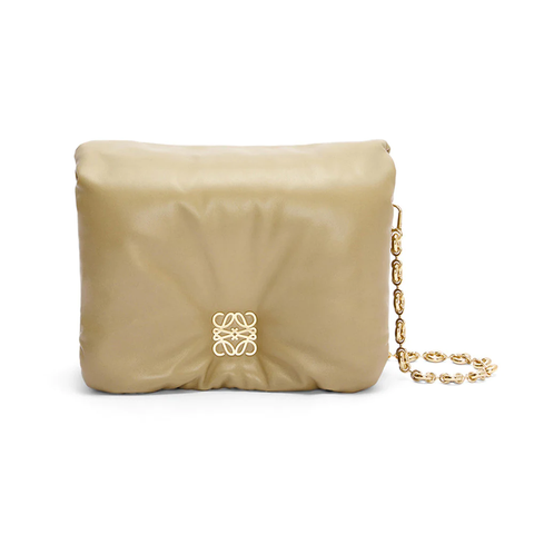 Loewe Puffer Goya Shiny Nappa Lambskin Shoulder Bag Clay Green