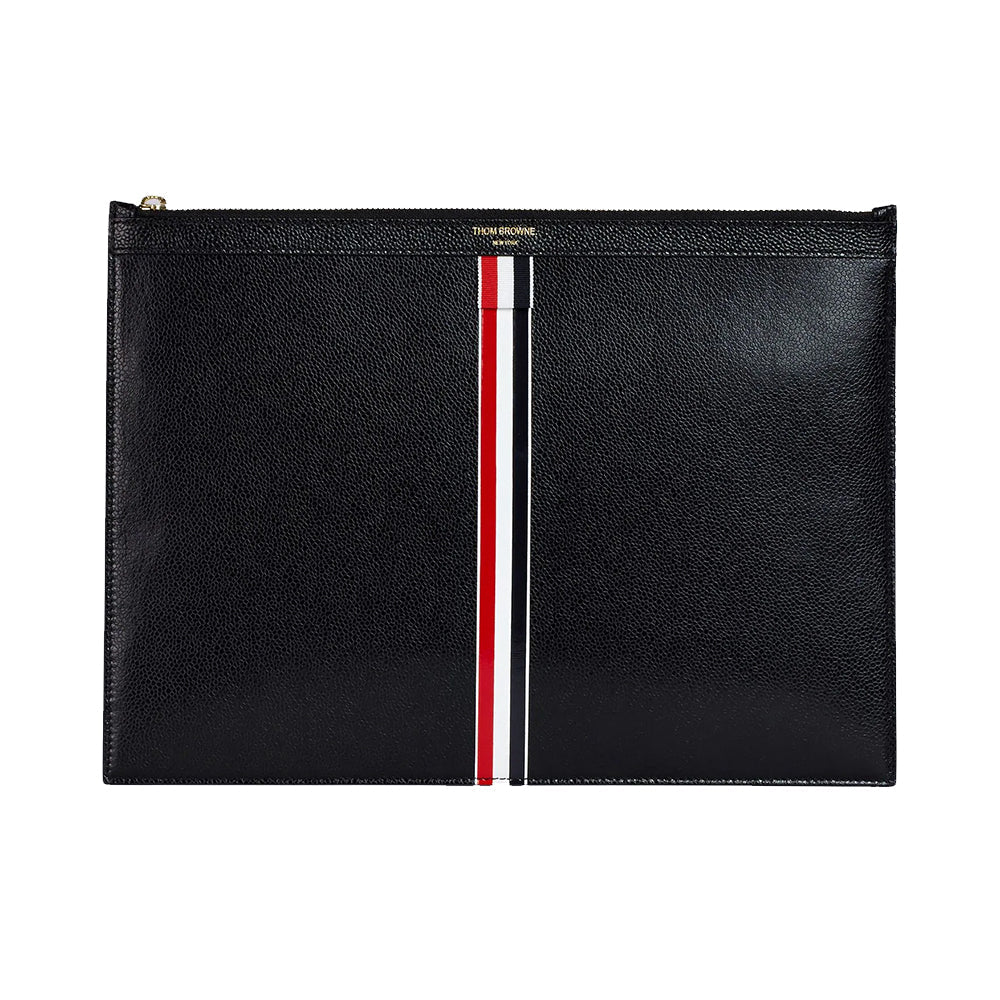 Thom Browne Vertical Stripe Clutch Leather Black
