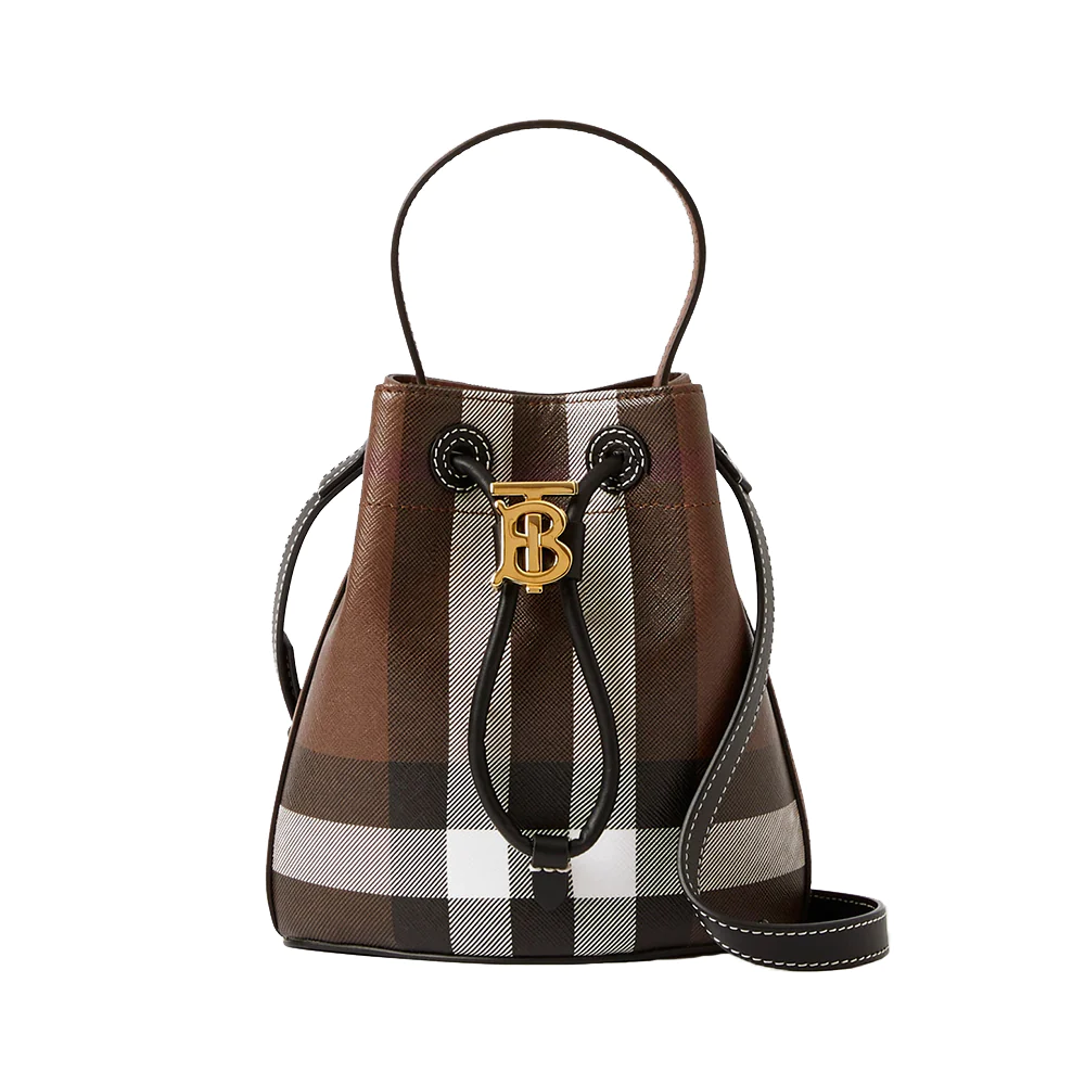 Burberry TB Check Bucket bag mini dark birch brown
