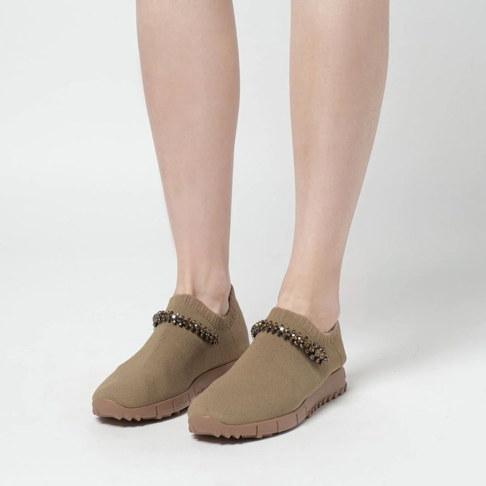 Jimmy Choo Verona Crystal Sneakers Taupe