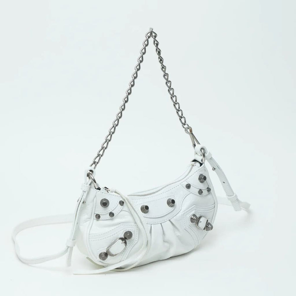 Balenciaga Le Cagole Mini Purse With Chain Optic White 