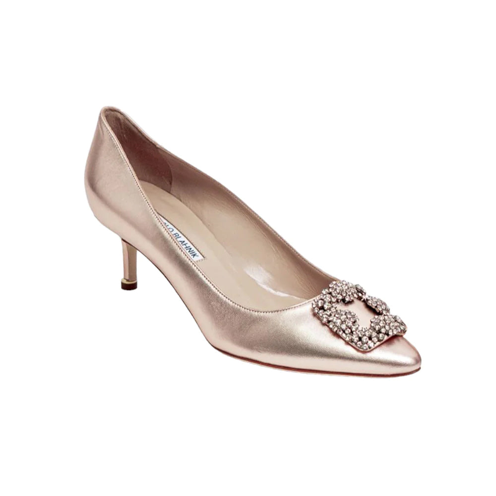 Manolo Blahnik Hangisi 50 Satin with LSMOR Crystal Buckle Copp
