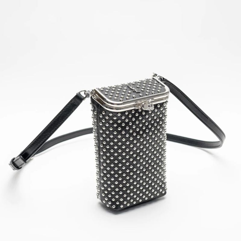 Charniere Small Bag Smooth Leather Stud Black