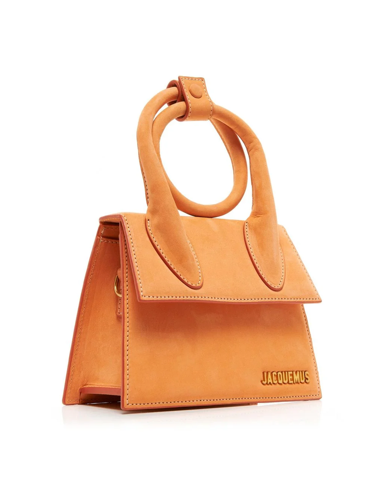 Le Chiquito Noeud Suede Leather Top Handle Orange
