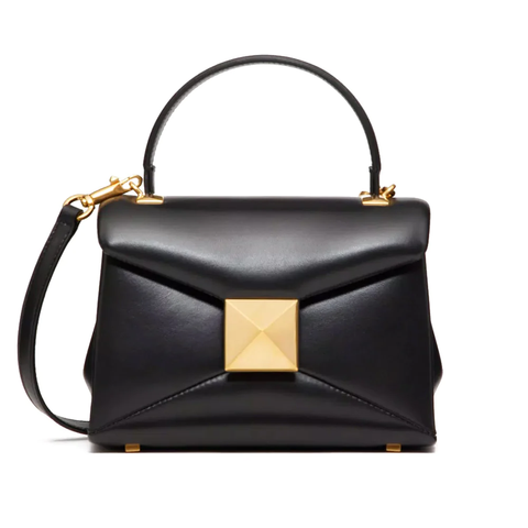 Valentino Garavani One Stud Mini Top Handle Bag Sheepskin Leather Black Ghw