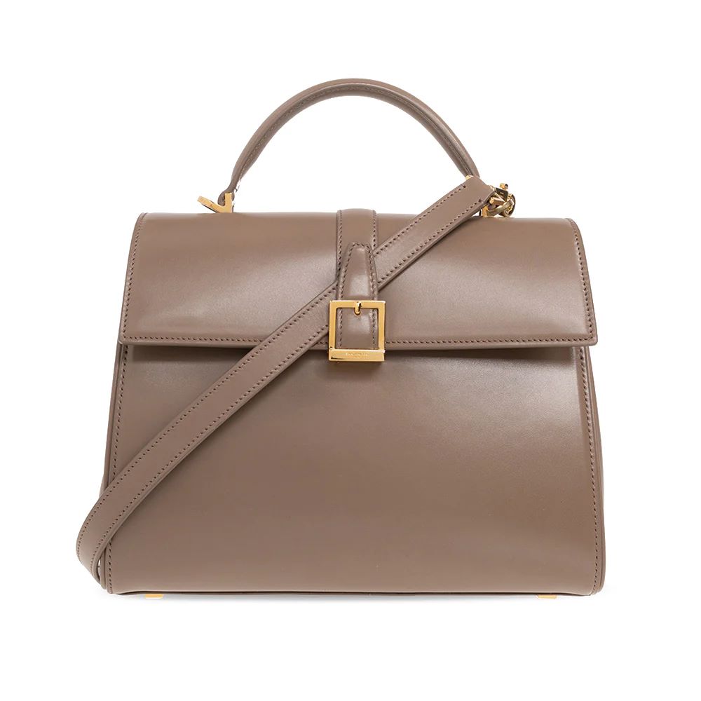 Le Fermoir Small Top Handle Bag Shiny Leather Taupe
