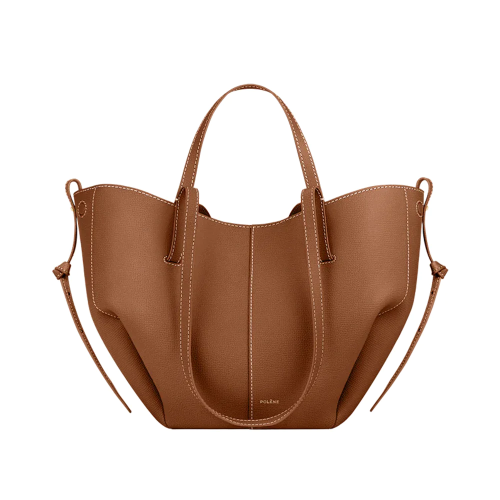 Polene Cyme Mini Shopping Bag Grained Leather Camel 
