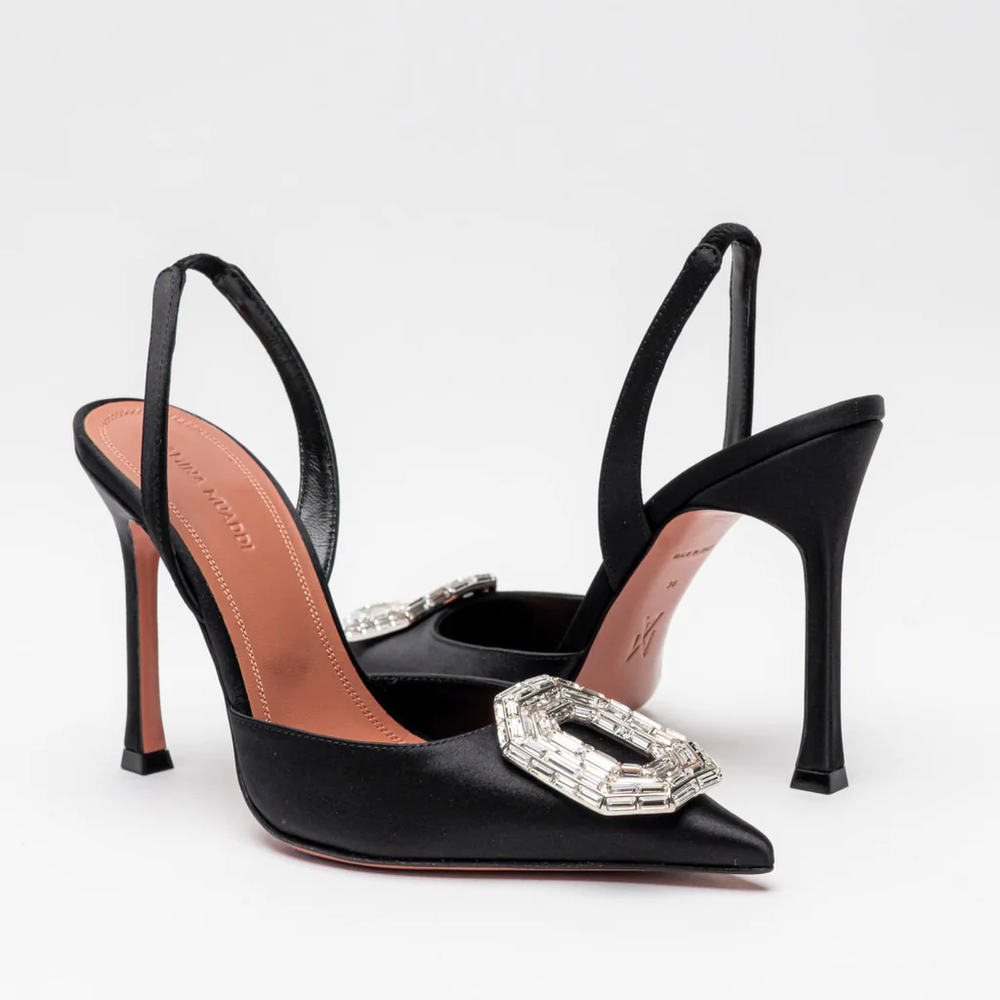 Camelia 105 Slingback Heels Satin Black