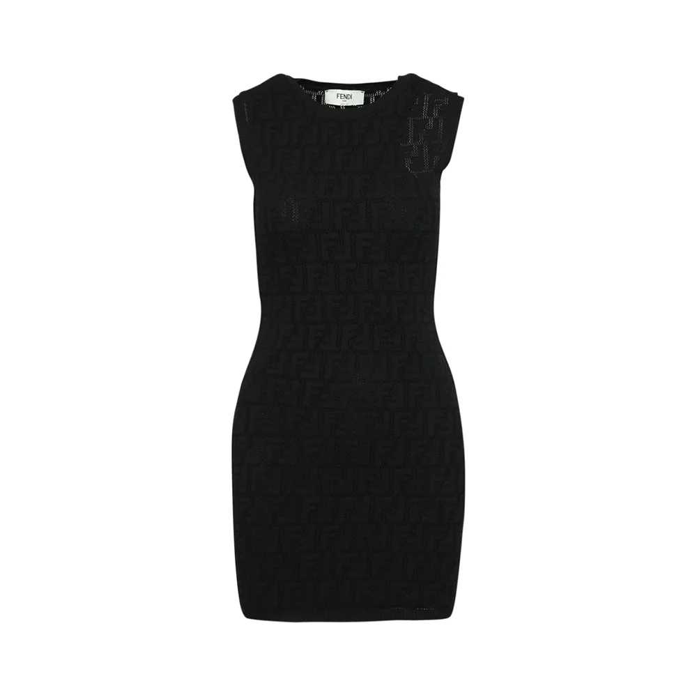 Fendi FF Monogram Sleeveless Mini Dress Black