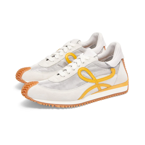 Loewe Flow Runner Technical Mesh and Suede Silver/White Yellow