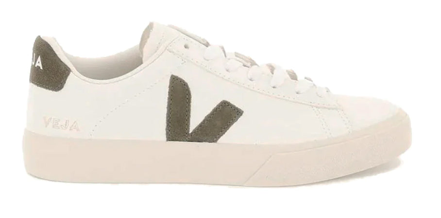 Veja Campo Chromefree Grain Leather Low-Top Sneakers Extra White Khaki