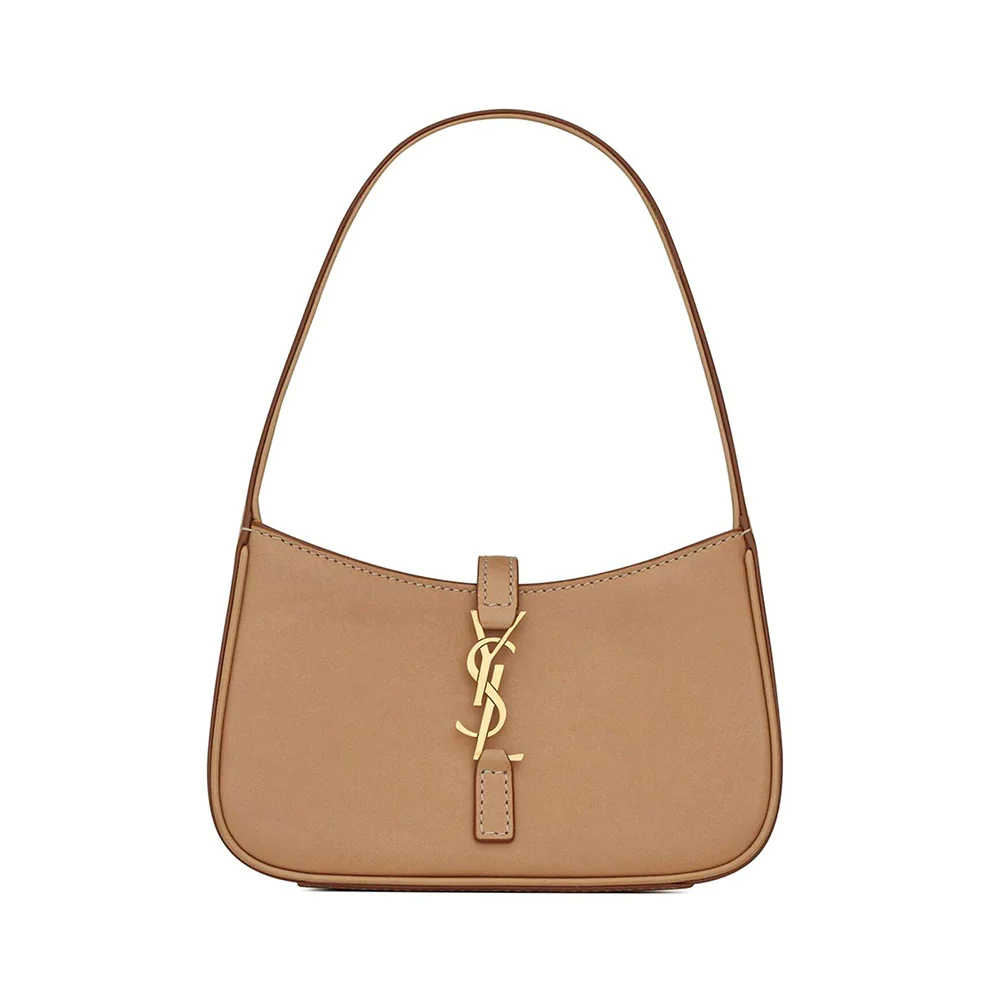 Saint Laurent Mini Le A 7 Hobo Leather Bag Brown Gold Ghw 