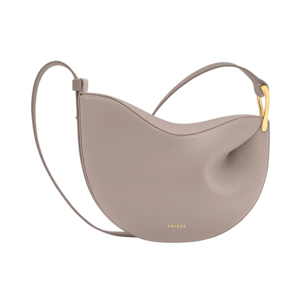 Polène Tonca Crossbody Bag Grained Leather Taupe