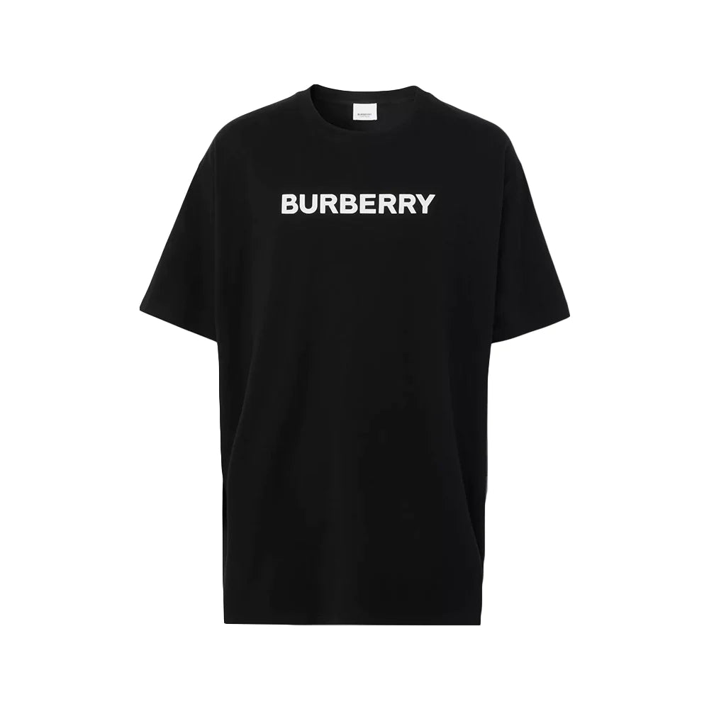 Burberry Logo Print Cotton Oversized T-Shirt Black 