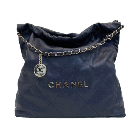 Chanel 22 Caviar Small Handbag Navy Shw