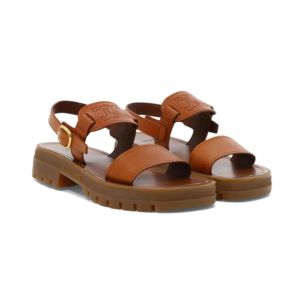 Celine Clea Triomphe Sandals Slide Tan 