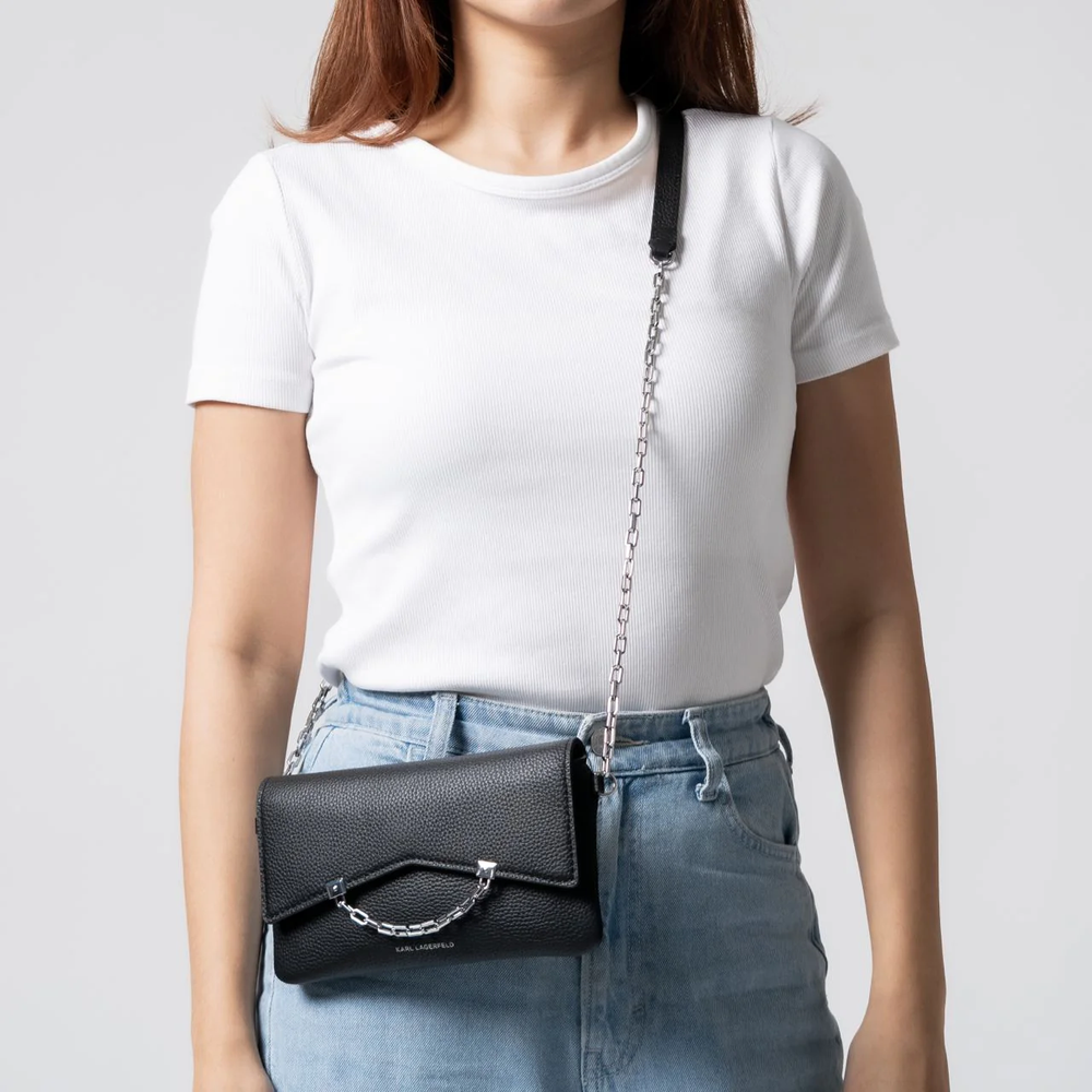 Karl Lagerfeld K Seven Mini Grained Leather Crossbody Bag Black