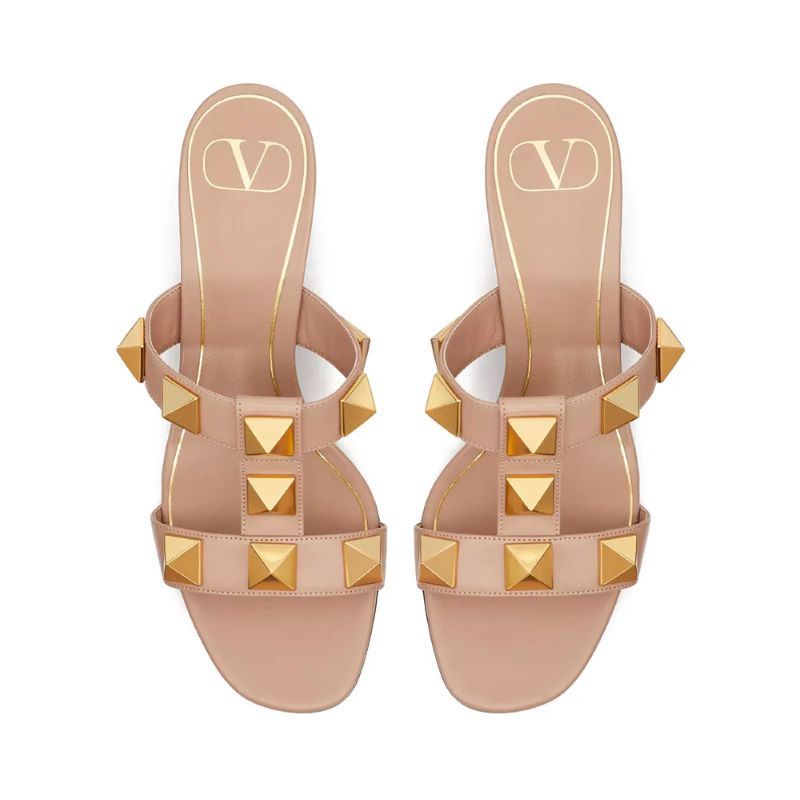 Roman Stud Chunky Heel Slide Sandal 60 Rose Cannelle