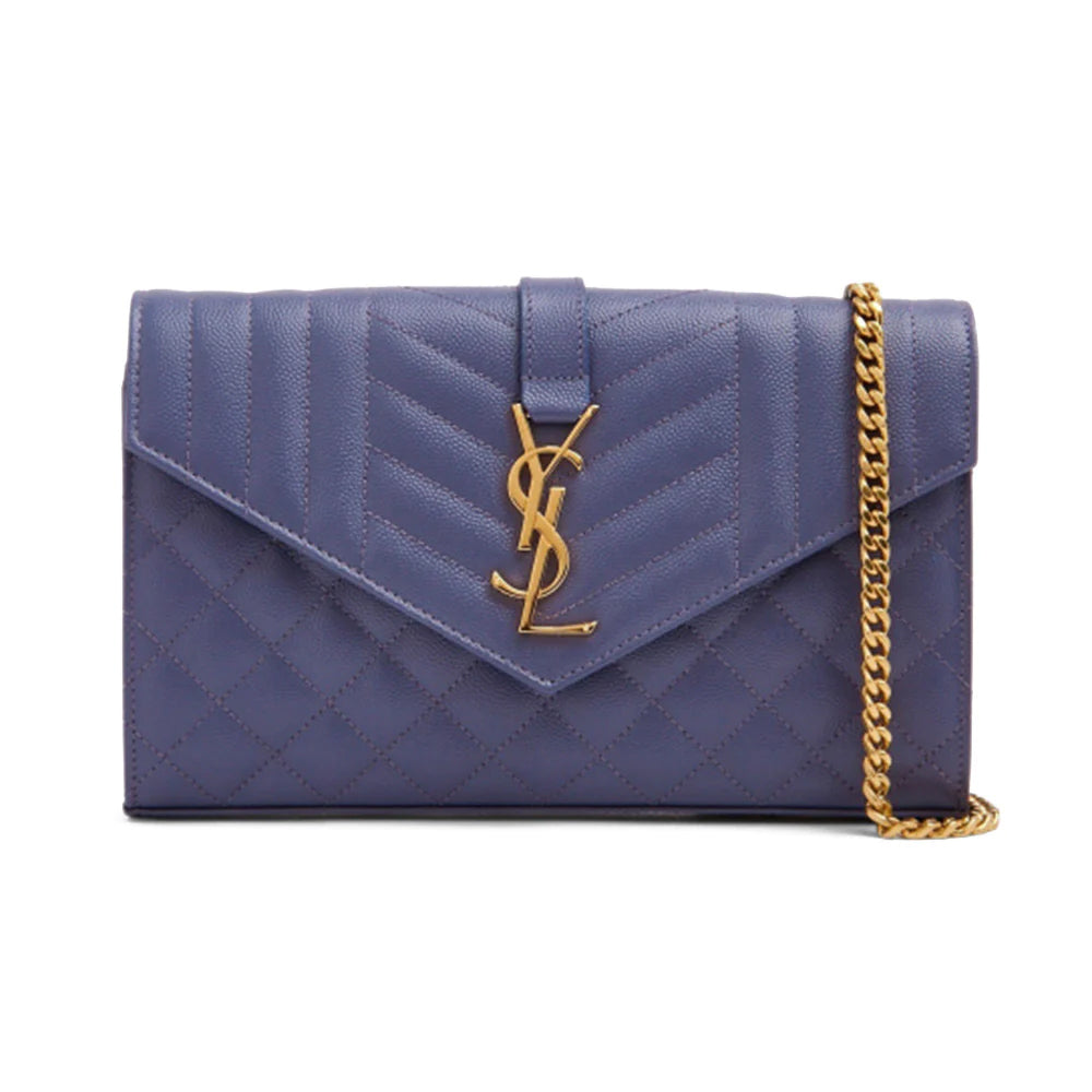 Saint Laurent Envelope WOC 22cm Mix Matelassé Mauve Ghw