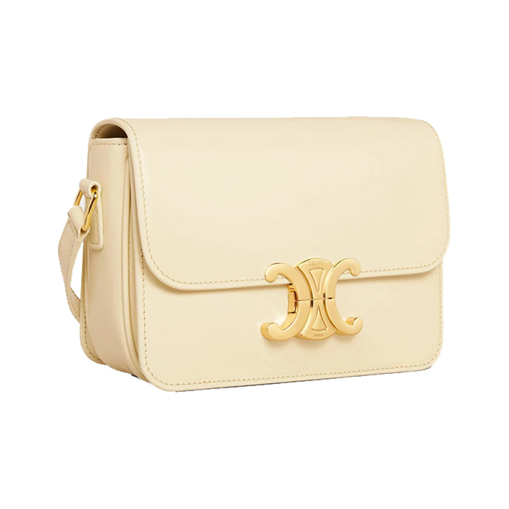 Celine Teen Triomphe Bag in Shiny Calfskin Soft Yellow