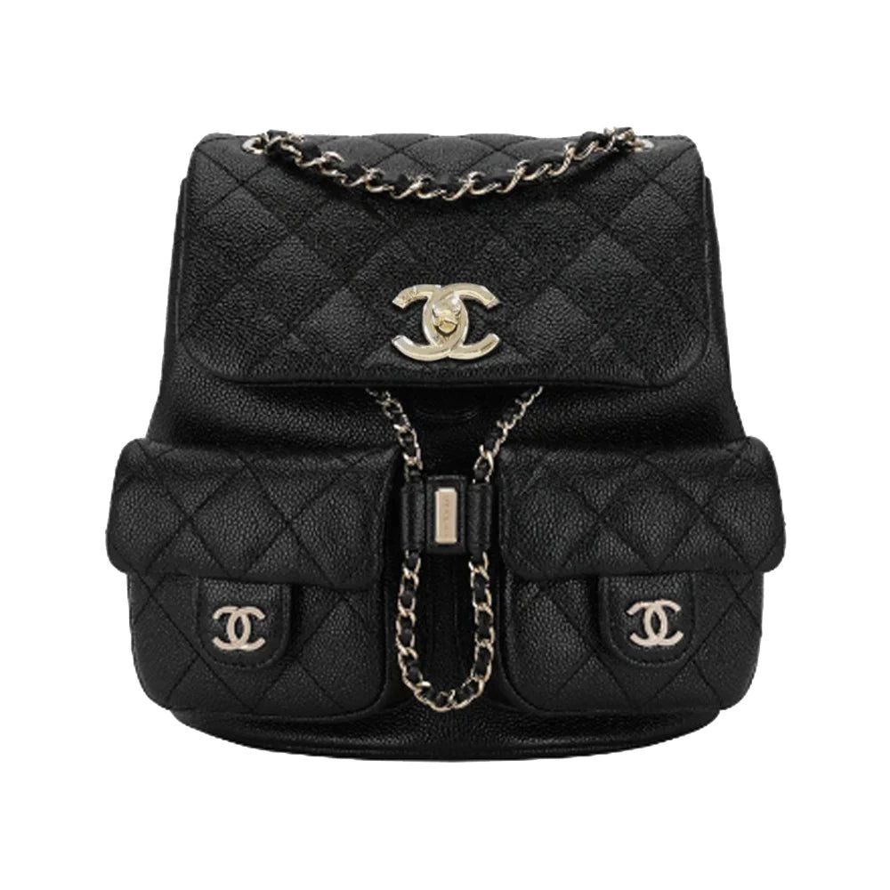 Chanel Triple Backpack Shiny Grained Calfskin Black Ghw